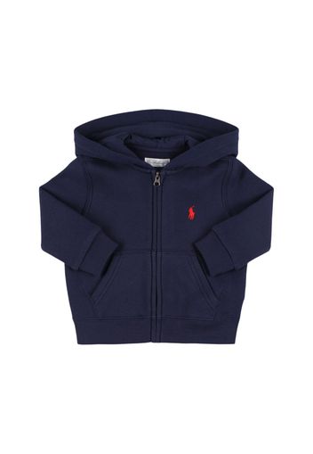 Logo Zip-up Cotton Blend Hoodie