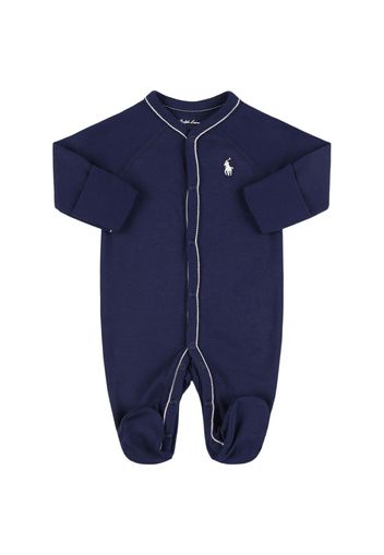 Cotton Romper W/ Embroidered Logo