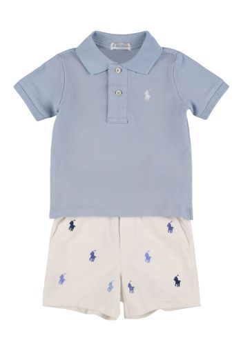 Embroidered Cotton Polo Shirt & Shorts