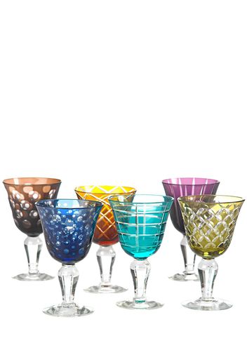 Set Di 6 Bicchieri Da Vino Multicolor