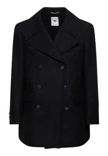 Peacoat Doppiopetto In Misto Lana