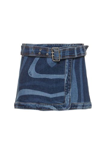 Denim Mini Skirt W/belt