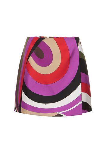 Printed Silk Twill Mini Skirt