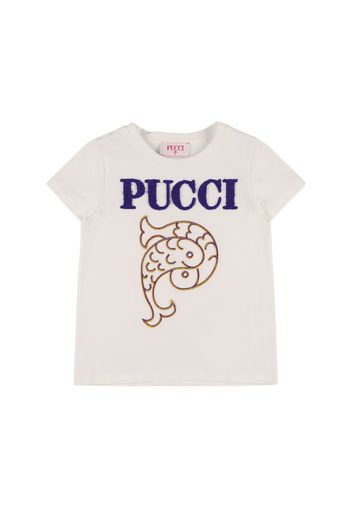 T-shirt In Jersey Di Cotone Con Ricamo