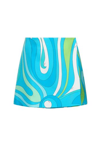 Printed Silk Twill Mini Skirt