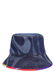 Cappello Bucket In Denim Laserato