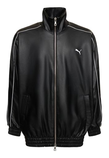 T7 Faux Leather Track Jacket