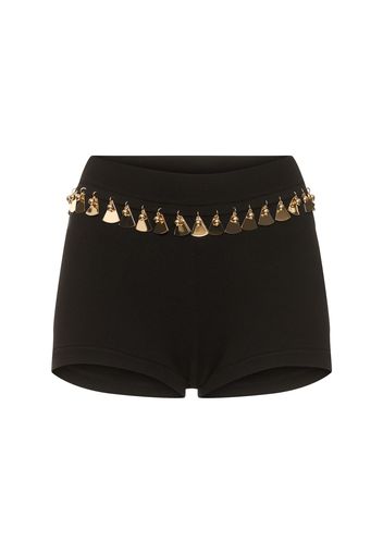 Embellished Cotton & Silk Shorts