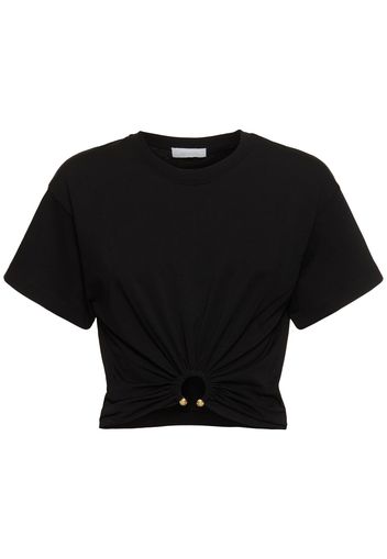 T-shirt Cropped In Cotone Con Anello