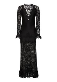 Stretch Lace Jersey Long Dress