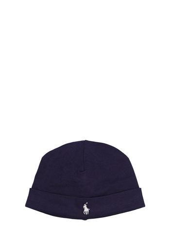 Cappello Beanie In Cotone Interlock Con Logo