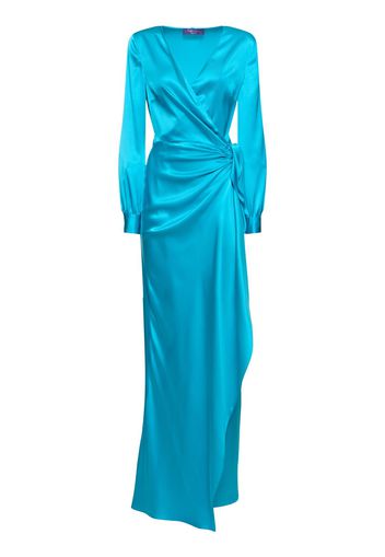 Saundra Silk Satin Long Wrap Dress