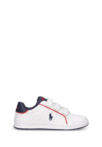 Logo Faux Leather Strap Sneakers