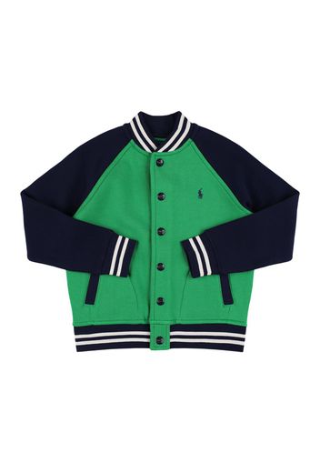 Giacca Varsity In Misto Cotone Con Logo