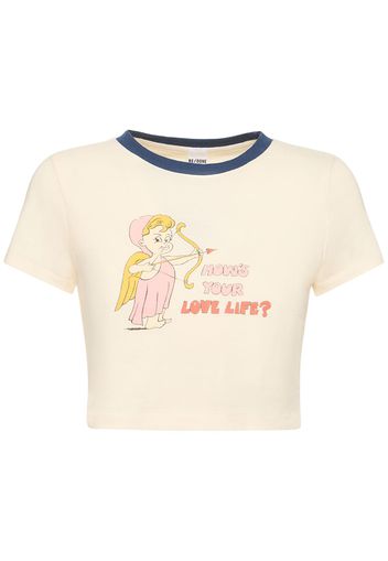 T-shirt Cropped Love Life In Cotone Con Stampa