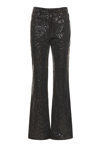 Pantaloni In Twill Con Paillettes