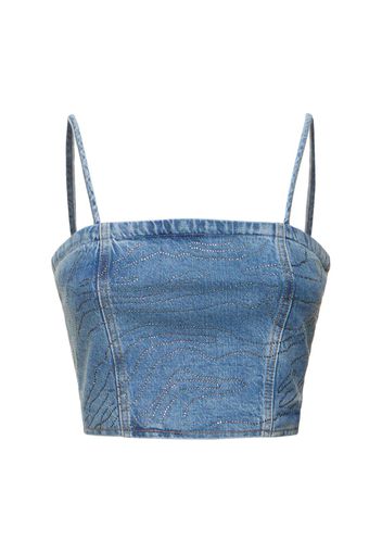 Top Emili In Denim Con Decorazioni