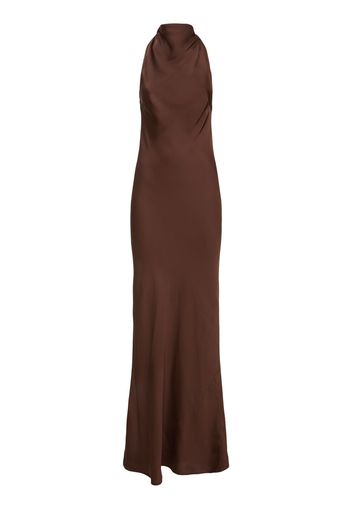 Halter Neck Satin Maxi Dress