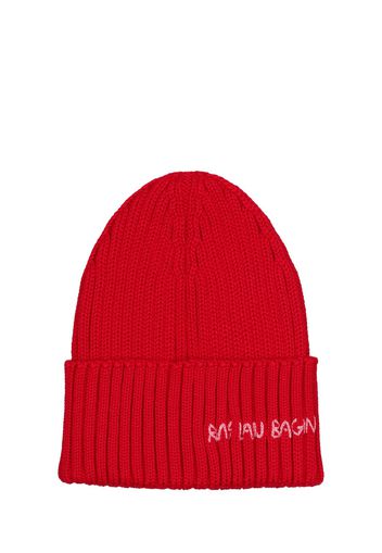 Cappello Beanie In Lana Con Ricamo Logo