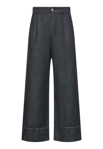 Pantaloni Petra In Denim Di Cotone E Lino