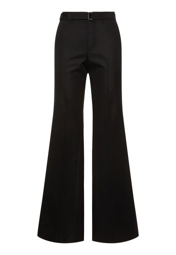 Cotton Blend Gabardine Wide Pants W/belt