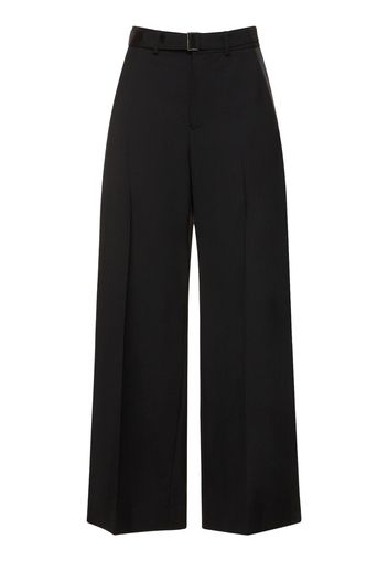 Belted Gabardine Wide Pants