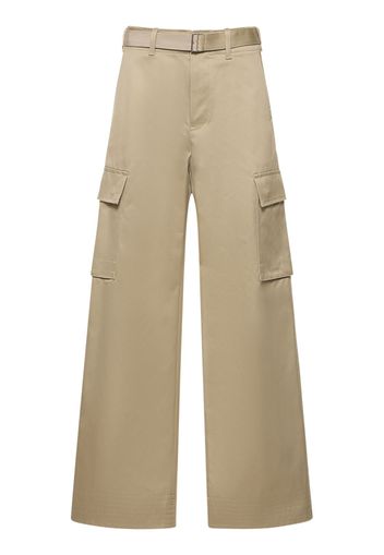 Pantaloni Larghi In Gabardina Di Cotone