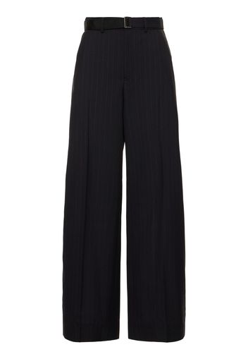 Chalk Stripe Belted Wide Pants