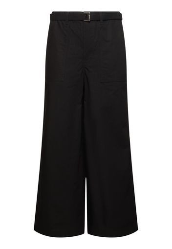 Rip Stop Cotton Blend Wide Pants