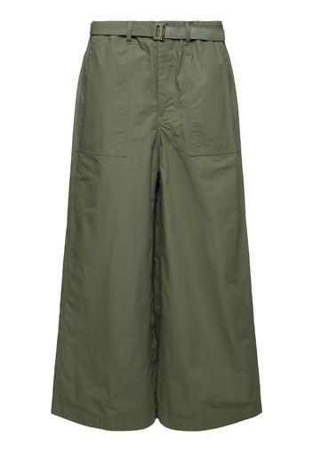 Rip Stop Cotton Blend Wide Pants