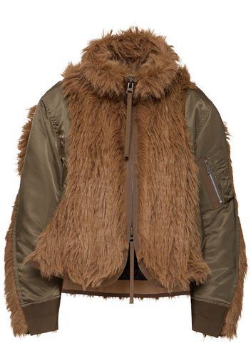 Faux Fur & Nylon Twill Jacket