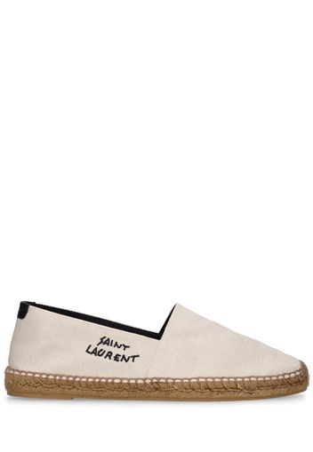 Espadrilles In Tela Di Cotone E Lino Con Logo