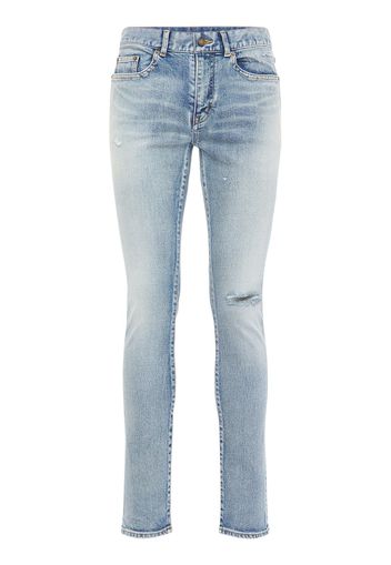 Jeans Skinny Vita Bassa In Denim Di Cotone 15cm