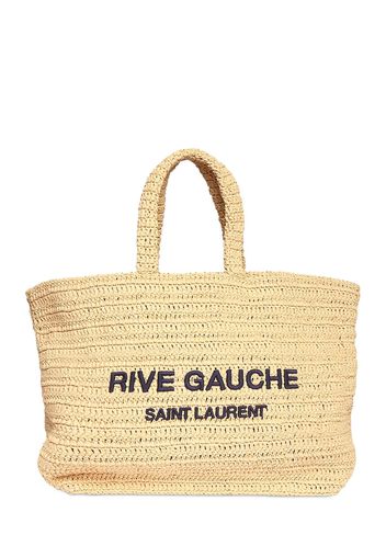 Borsa Shopping Rive Gauche In Rafia Stampata