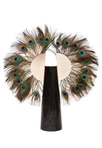 Totem "peacock" In Marmo Con Piume