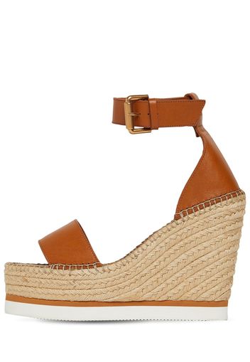 Espadrilles Glyn In Pelle Con Zeppa 120mm