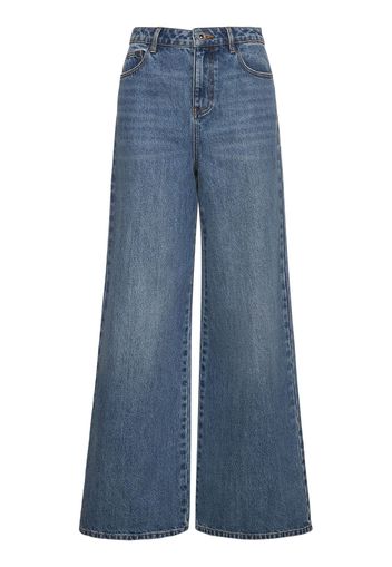 Jeans Larghi In Denim Di Cotone