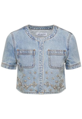 Embellished Denim Top