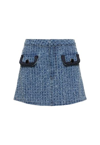 Minigonna In Denim Di Cotone Texturizzato