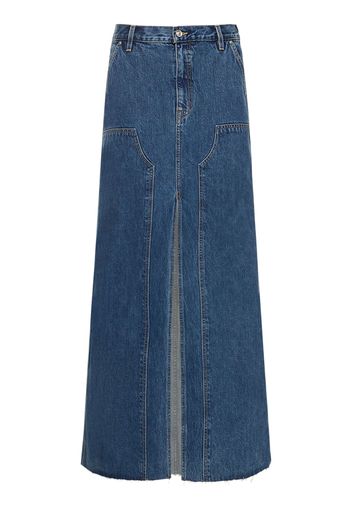 Gonna Maxi Worker In Denim Di Cotone