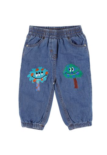 Jeans Monster In Denim Di Cotone Con Stampa