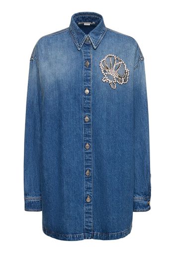 Camicia Oversize In Denim / Cristalli