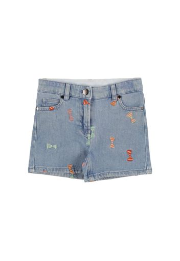 Embroidered Organic Denim Shorts
