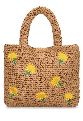 Raffia Effect Embroidered Tote Bag