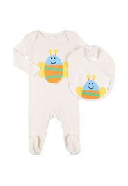 Bee Print Organic Cotton Romper & Bib