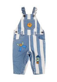 Printed Cotton Denim Overalls W/ Logo