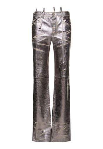 Destroyed Mirror Leather Straight Pants