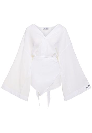 Mousseline Wraparound Mini Shirt Dress