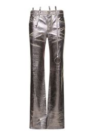 Destroyed Mirror Leather Straight Pants