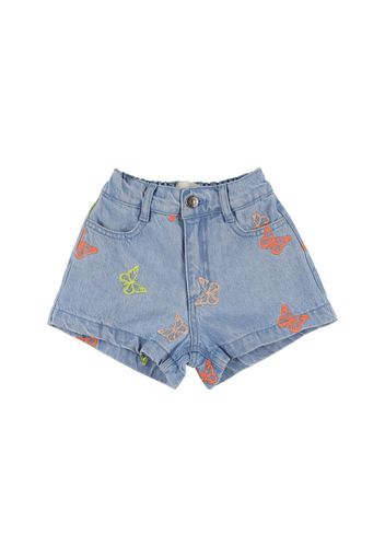 Shorts In Cotone Chambray Con Ricami